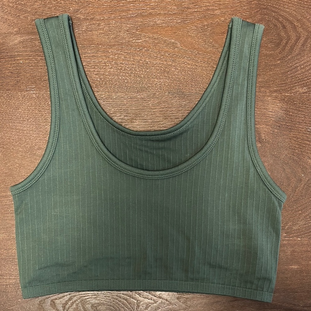 Aerie Dark Green Ribbed Top